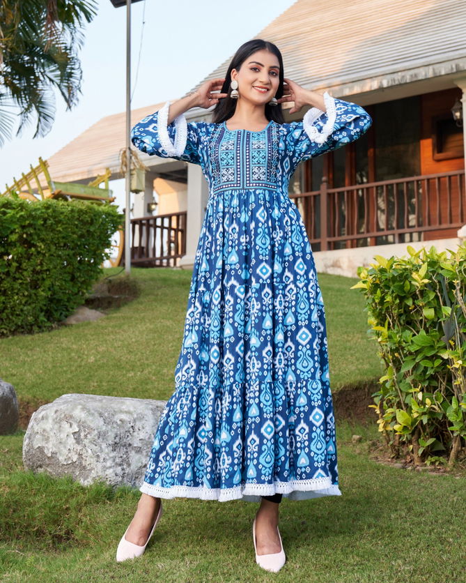 2378 Indo Era Floral Embroidery A Line Midi Dress Catalog
